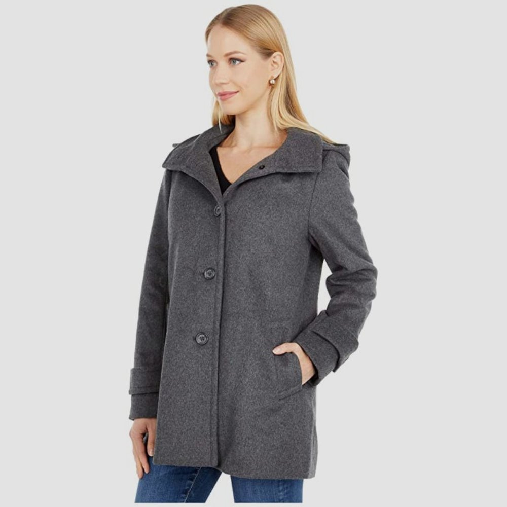 Size XS Ralph Lauren Gray Wool A-Line Reefer Coat
